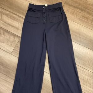 HALARA Navy Blue Button Front Trousers